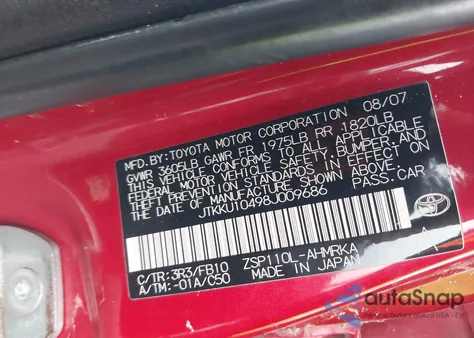 2008 Scion Xd z USA, uszkodzony, nr VIN JTKKU10498J009686